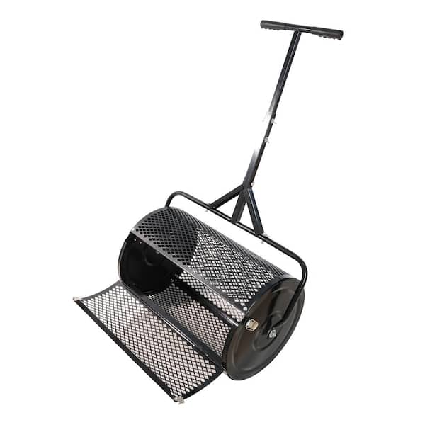 Jushua 23.8 in. 55 lbs. Compost Spreader Peat Moss Spreader, Upgrade T Shaped Handle, Durable Lightweight Metal Mesh Spreader