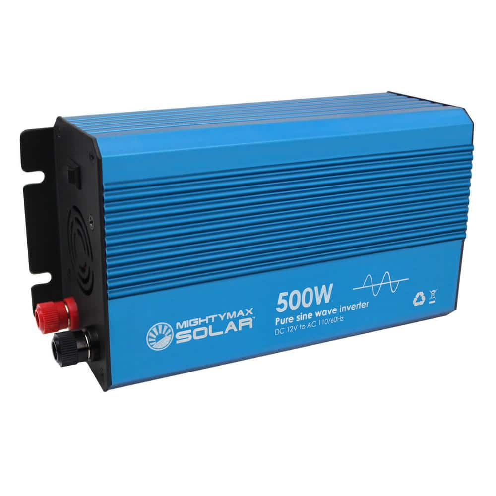 Mighty Max Battery 12 Volt 500 Watt Pure Sine Wave Inverter For Solar Applications Mls 500psw The Home Depot