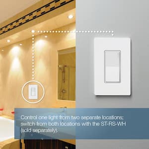 Sunnata Switch, for 6A Lighting or 3A 1/10 HP Motor, Single Pole/Multi Location, White (ST-6ANS-WH)