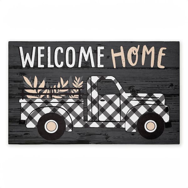 Country Rustic Welcome Truck Black 18 in. x 30 in. Polyester Non-Slip Outdoor Door Mat