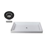 60 in. x 36 in. Single Threshold Alcove Shower Pan Base with Center Brass Drain in Oil Rubbed Bronze