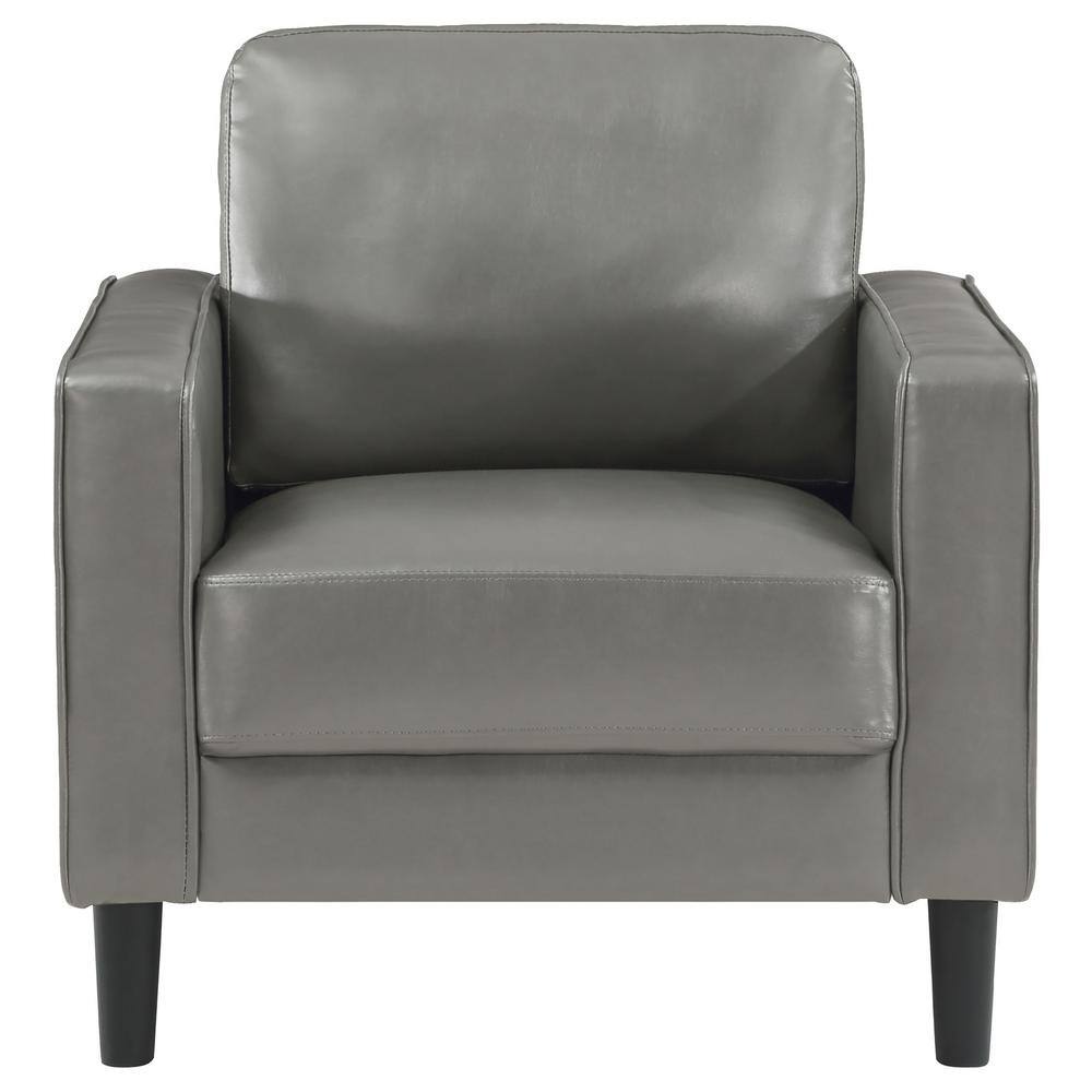 Ruth Dark Gray Faux Leather Wood Accent Chair