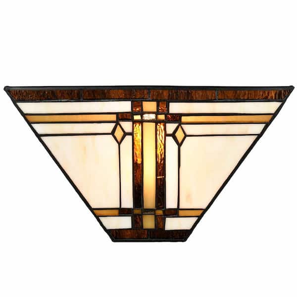 8.66 in. 1 light Black Modern Wall Sconce with Glass Shade