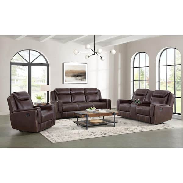 Lynx Brown Polyester Glider Recliner with Decorative Stitching Adds Style