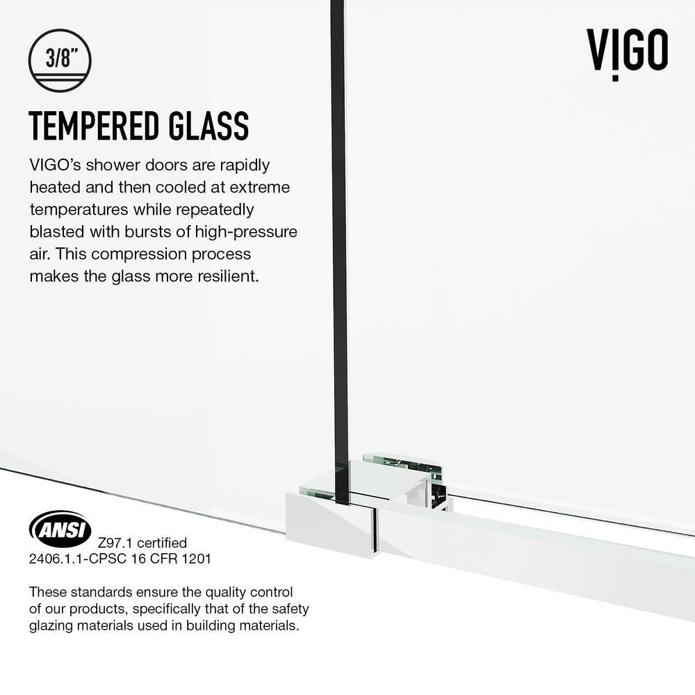 Cass 76" High Chrome Frameless Sliding Shower Door with Clear Glass