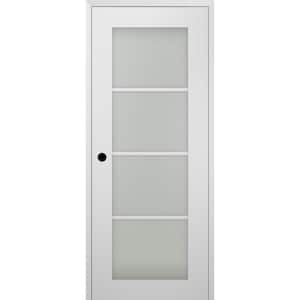 18 in. x 80 in. Smart Pro 4-Lite Right-Hand Frosted Glass Polar White Composite Wood Single Prehung Interior Door