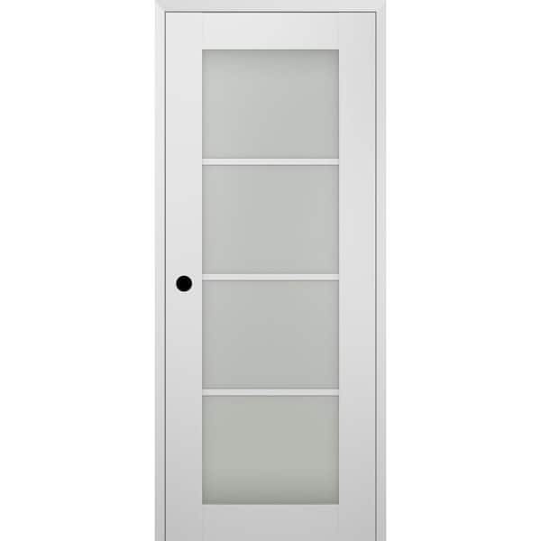 Belldinni Smart Pro 32 in. x 80 in. Right-Hand 4-Lite Frosted Glass Polar White Composite Wood Single Prehung Interior Door