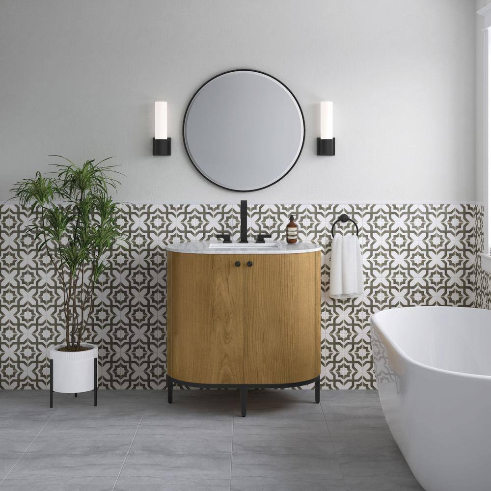 Bellamy 36" Rustic Oak and Marble Single Vanity