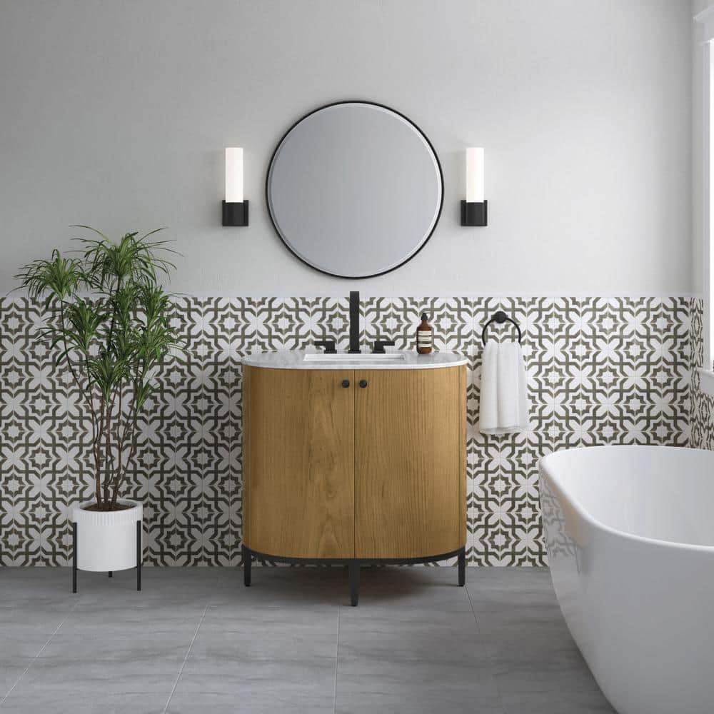 Bellamy 36.0 in. W x 23.5 in. D x 36 in. H Bathroom Vanity in Rustic Oak with Carrara Marble Top price history on PriceWatchPro