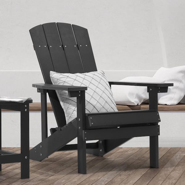 Recycled Plastic Weather Resistant Outdoor Patio Adirondack Chair in Black