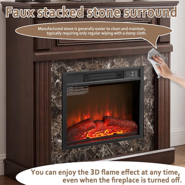 SUNRINX 41 W Freestanding Wooden Electric Fireplace with