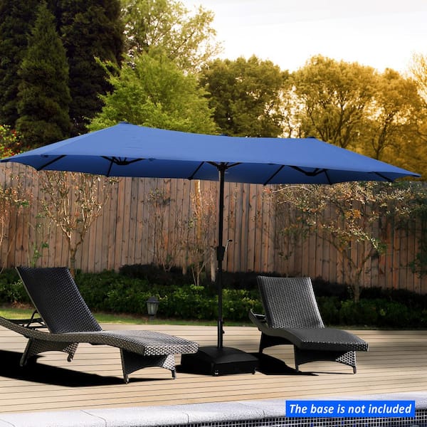 13 ft. Market Double-Sided Rectangular Patio Umbrella in Blue without Weights