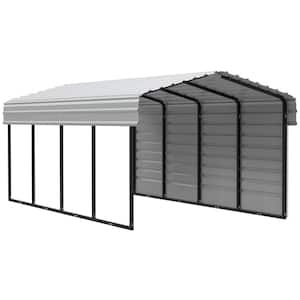 10 ft. W x 20 ft. D x 7 ft. H Eggshell Galvanized Steel Carport with 1-sided Enclosure