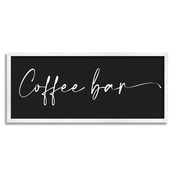 The Stupell Home Decor Collection Coffee Bar Classy Script Text Background Sign Design By Lux + Me Designs Framed Typography Art Print 24 in. x 10 in.
