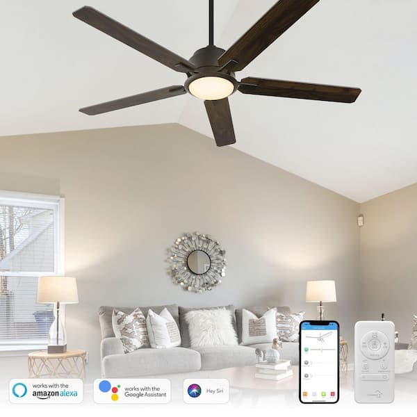 CARRO Essex 56 in. Dimmable LED Indoor/Outdoor Black Smart Ceiling Fan with Light and Remote, Works with Alexa/Google Home