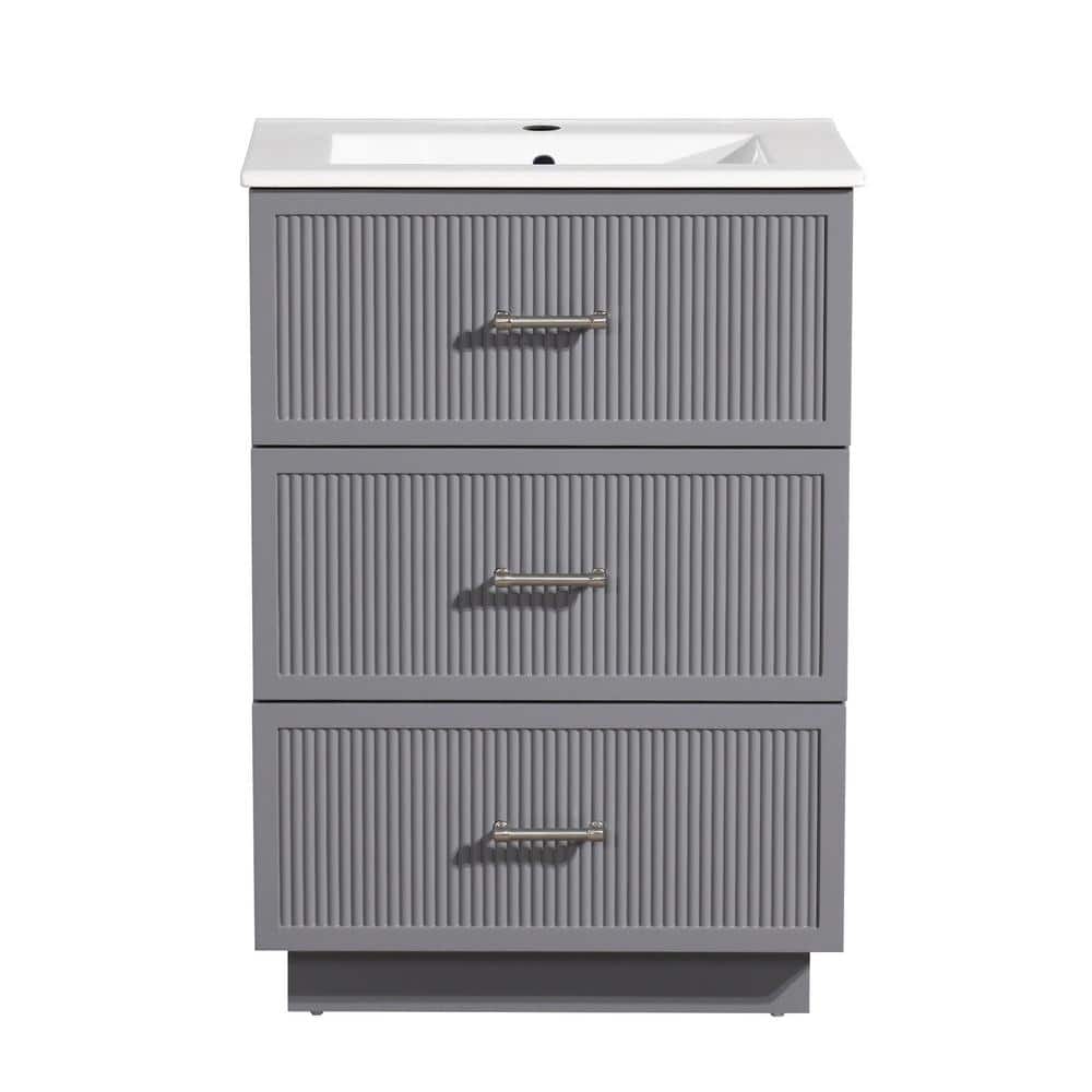 24 in. W x 18.25 in. D x 34.13 in. H Single Sink Freestanding Bath Vanity i