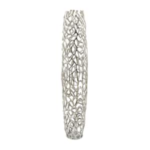 45 in. Silver Aluminum Metal Coral Decorative Vase
