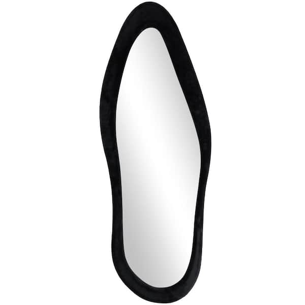 Wavy Oval Framed Black Wall Mirror 65 in. H x 26 in. W