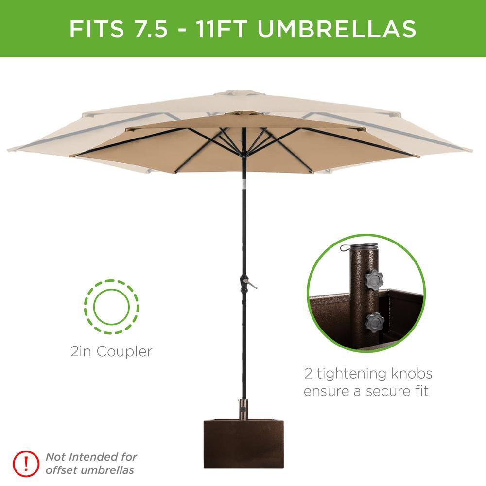 Portable Brown Steel Umbrella Base Stand with Wheels