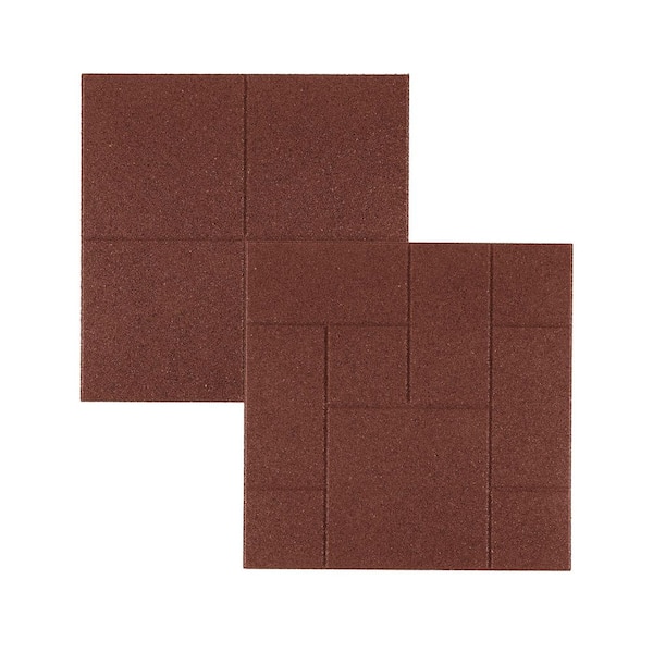 24 in. x 24 in. x 5/8 in. Red Dual-Sided Rubber Paver (50-Pack)