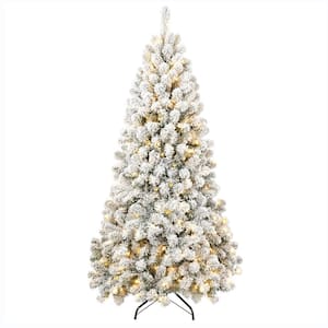 PVC 6 ft. Thickened Stand Memory Line Christmas Tree, Green and White with Lights