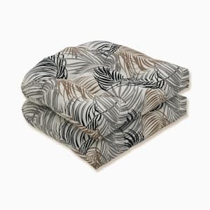Floral 19 in. x 19 in. Outdoor Dining Chair Cushion in Black/Grey/Brown (Set of 2)