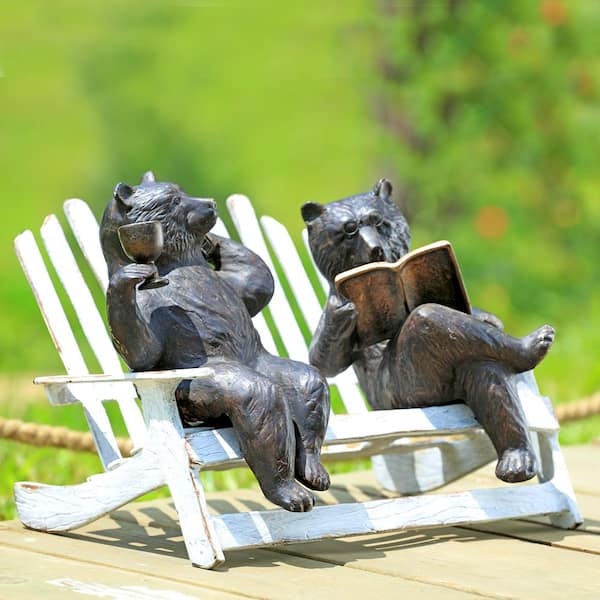 Hipster Bears on Bench Garden Statue 34792 - The Home Depot