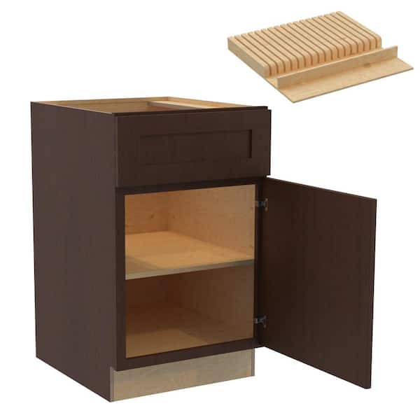 Home Decorators Collection Newport 21 in. W x 24 in. D x 34.5 in. H Assembled Plywood Base Kitchen Cabinet in Manganite with Knife Block RH