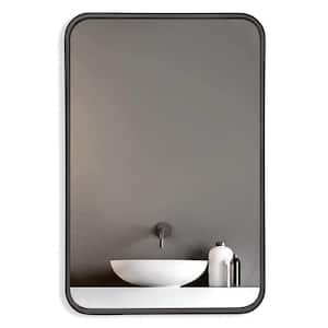 22 in. W x 30 in. H Rectangular Aluminium Framed Wall Bathroom Vanity Mirror in Black