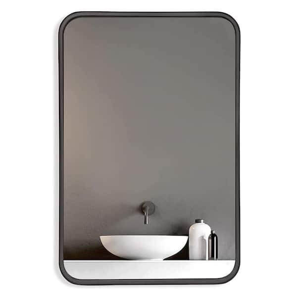 tunuo 22 in. W x 30 in. H Rectangular Aluminium Framed Wall Bathroom Vanity Mirror in Black