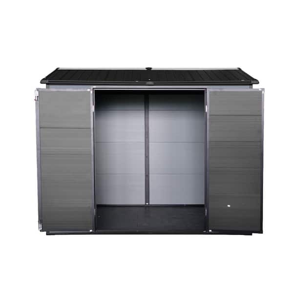 8 x 4 ft. All-Weather Utility Tool Shed, 96 in. W x 52 in. D x 80 in. H Resin Outdoor Storage Cabinet with Floor, Vents