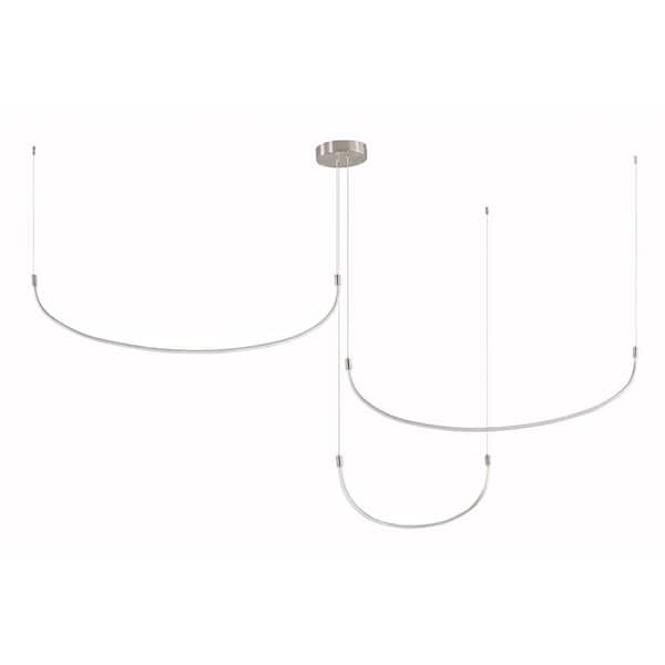 KUZCO Talis 90 in. 1 Light 70-Watt Brushed Nickel Integrated LED Pendant Light