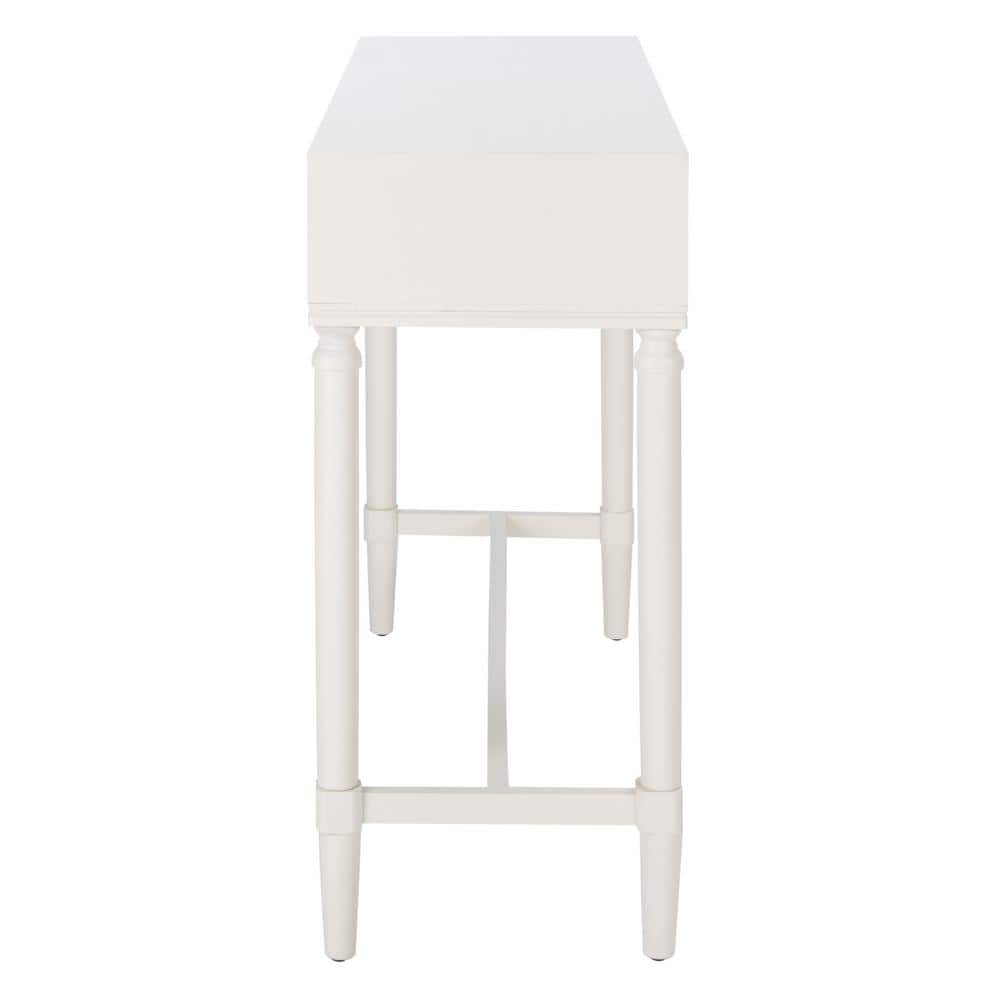 Riviera Elegance White 2-Drawer Carved Console Table with Storage
