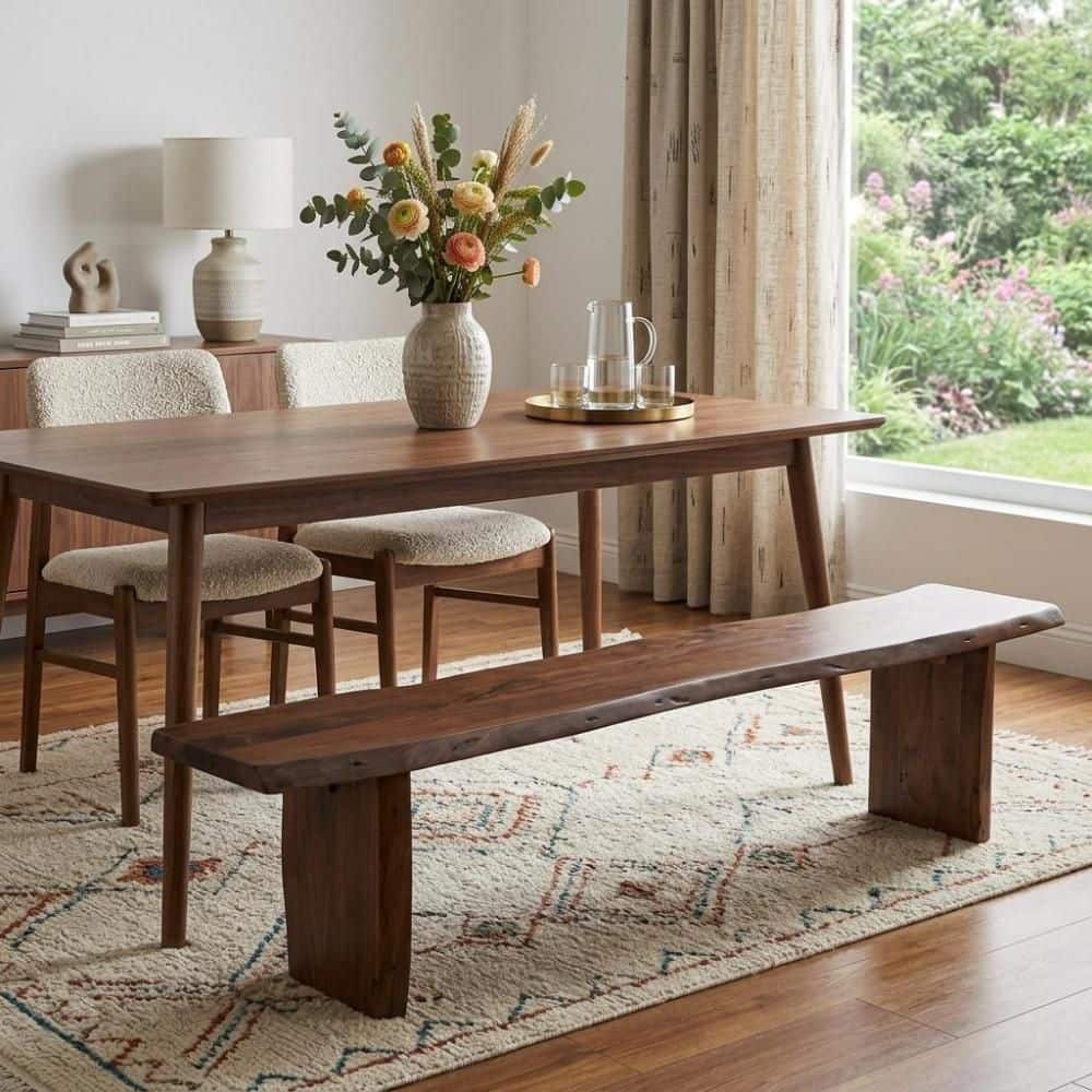 60 in. Brown Entryway Dining Bench