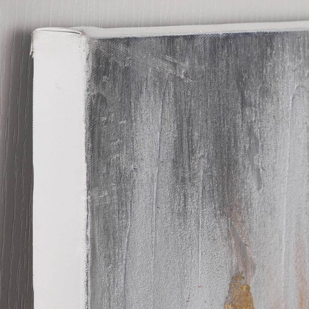 Gold and Silver Textured Abstract Hand-Painted Canvas Wall Art