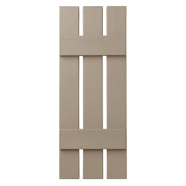 Ply Gem 12 in. x 39 in. Polypropylene 3-Board Open Board and Batten Shutters Pair in Pebblestone Clay