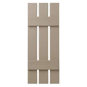 12 in. x 43 in. Polypropylene 3-Board Open Board and Batten Shutters Pair in Pebblestone Clay