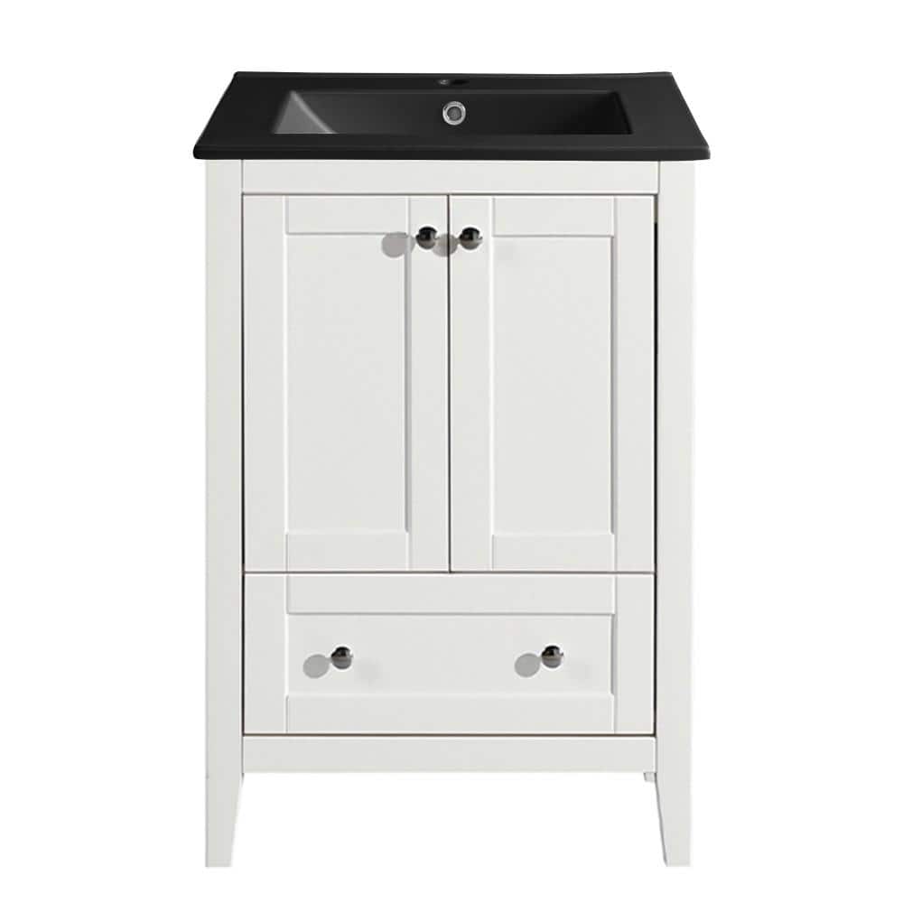 Cannes 24 in. Bathroom Vanity in White with Black Ceramic Sink Top price history on PriceWatchPro