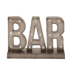 12 in. H Metal Bar Decorative Sign with LED Lights