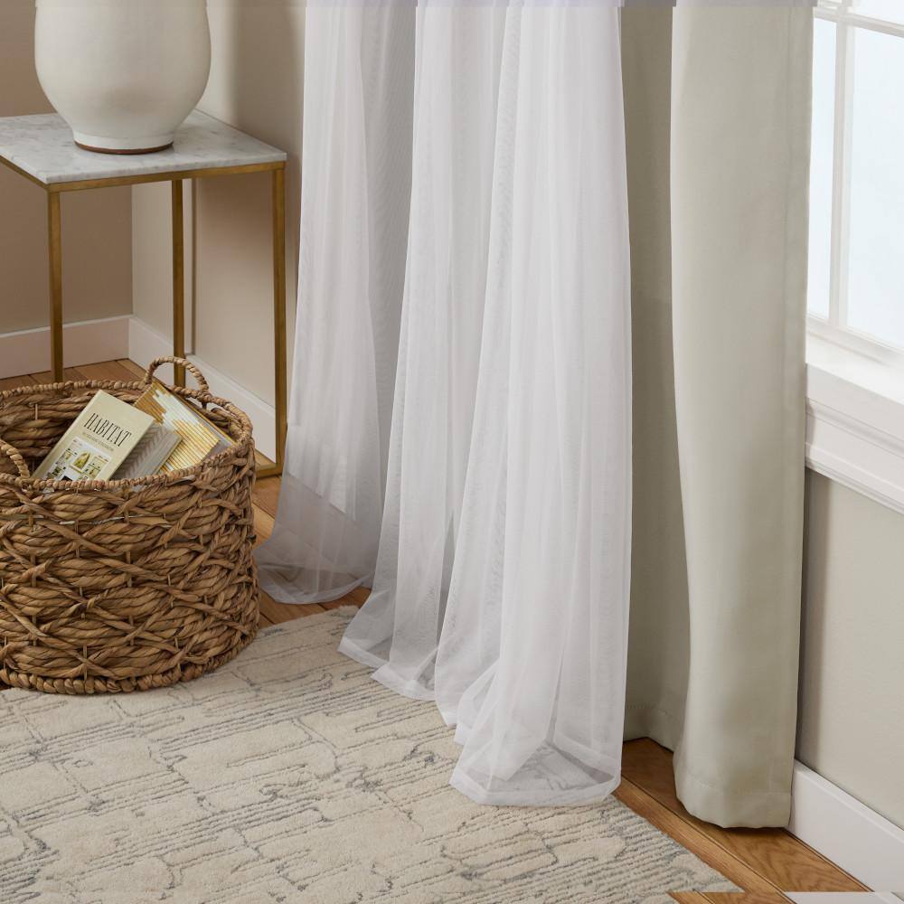 Cloud Grey Layered Blackout and Sheer Grommet Curtain Panels
