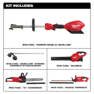 M18 FUEL 18V Lithium-Ion Cordless Brushless String Grass Trimmer, Blower, Hedge Trimmer and Chainsaw Combo Kit
