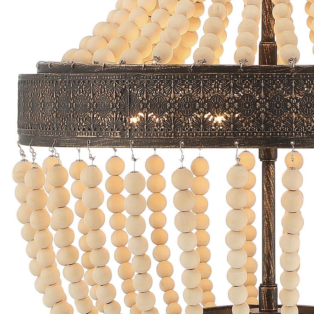 Empire Dual-Tone Beaded Chandelier with Adjustable Height