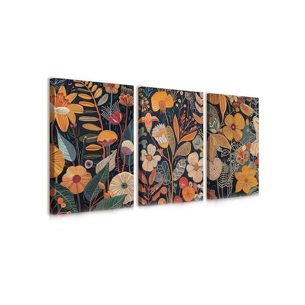 Boho Terracotta Flower Picture Prints Poster Painting Artwork Set Of 3 For Living Room Bedroom Office 16X24 Framed