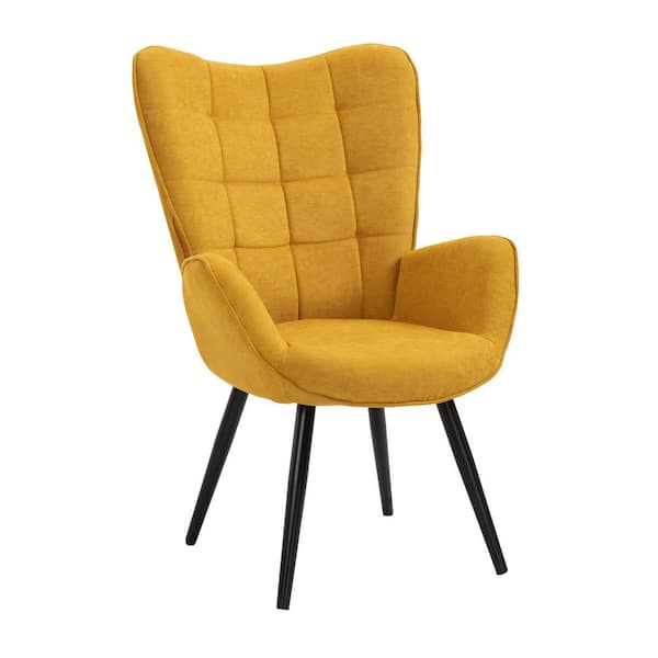 Homy Casa Funkel Yellow Fabric Upholstered Arm Chair