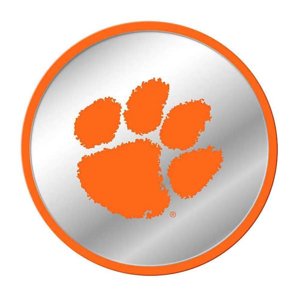 17 in. Clemson Tigers Paw Print Modern Disc Mirrored Decorative Sign