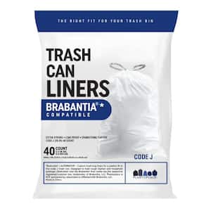 5.3 Gal. to 6.6 Gal. 21.07 in. x 21.66 in. White Drawstring Trash Bags Brabantia Code J Compatible (40-Count)