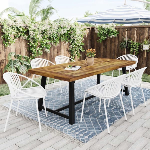 Unbranded All Weather Stackable Outdoor Dining Chair (Set of 2) Outdoor Lawn Chairs Patio Lounge Chairs BarChairs (Set of 2) White