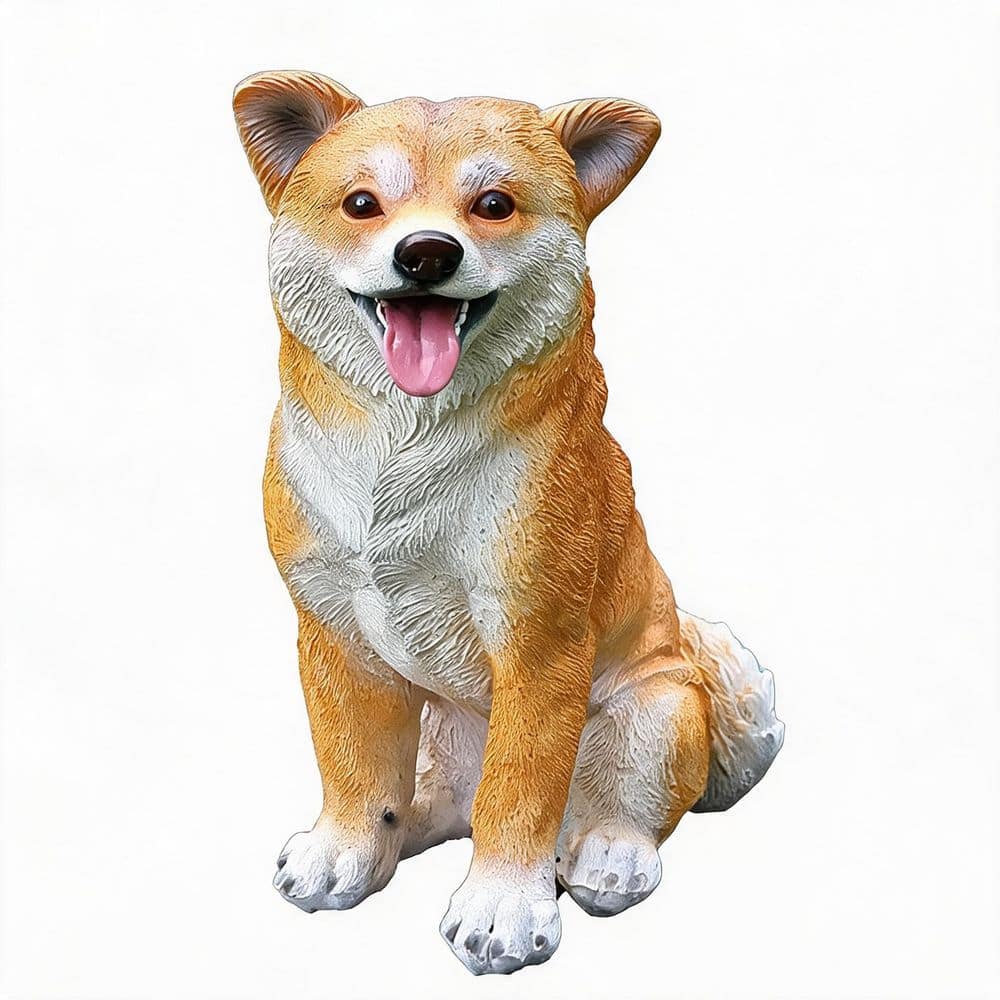 Lifelike Resin Sitting Shiba Inu Statue - Weatherproof Tan & White Dog Figurine for Garden Patio Yard Home Decor Gift price history on PriceWatchPro