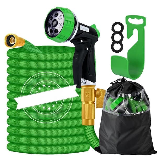 Cisvio 3/4 in. x 25 ft. Garden Hose Heavy-Duty Watering Hose with High Pressure Nozzle, Reel Holder, Carry Bag