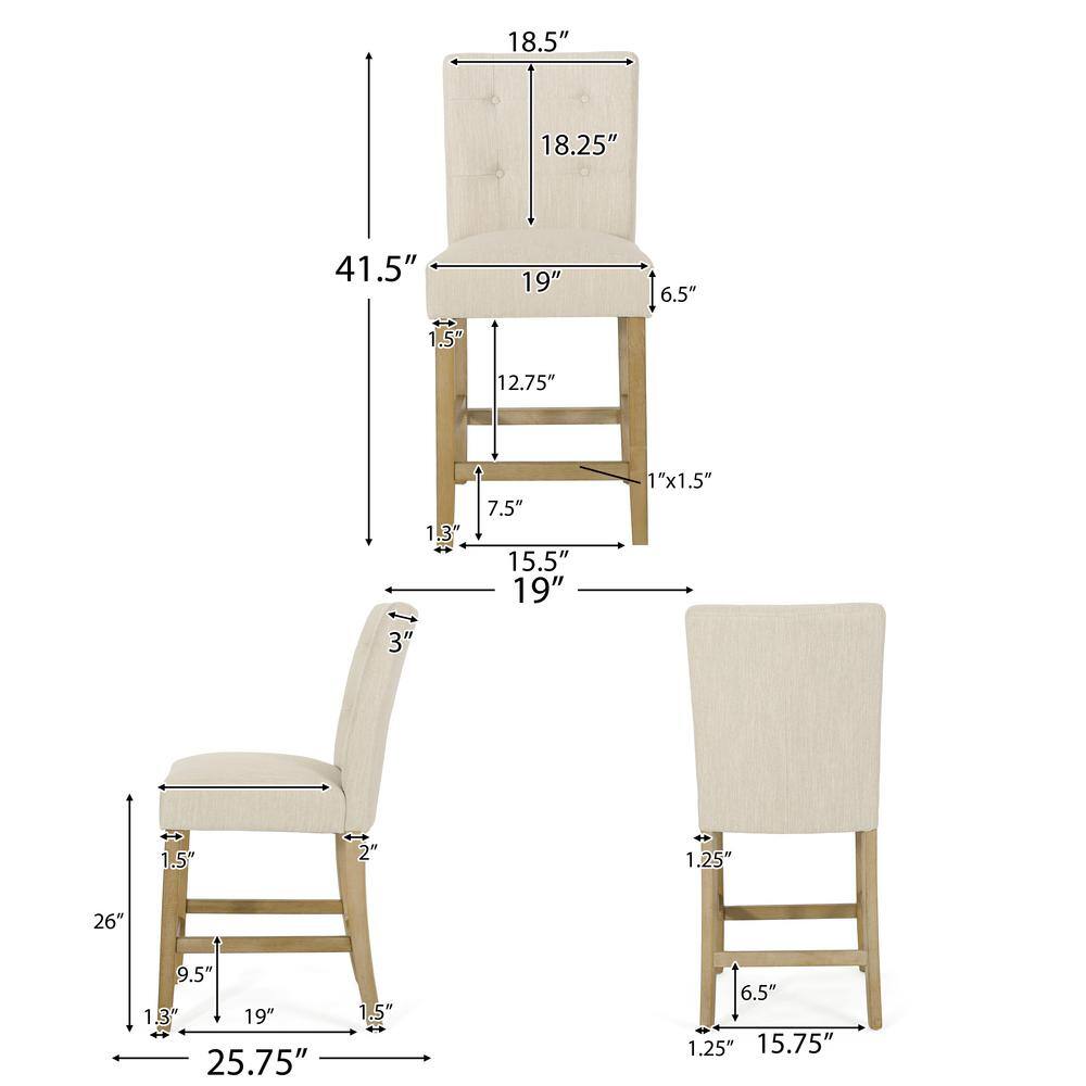Beige and Weathered Brown High Back Counter Stools Set
